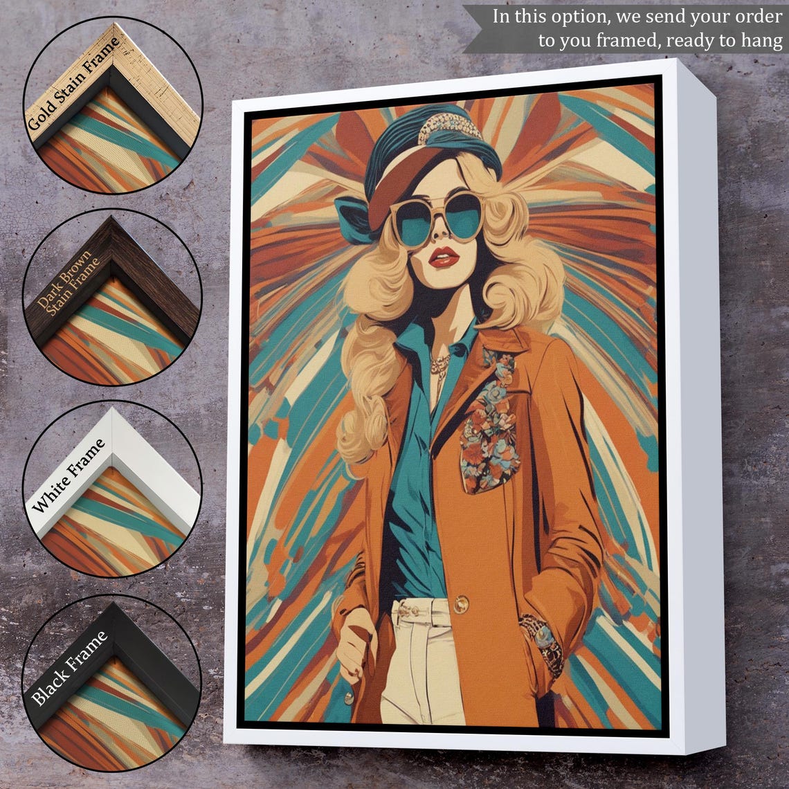 Retro Glam Woman Sunglasses 70s Style Bold Vibrant Pop Art Poster - Image 3