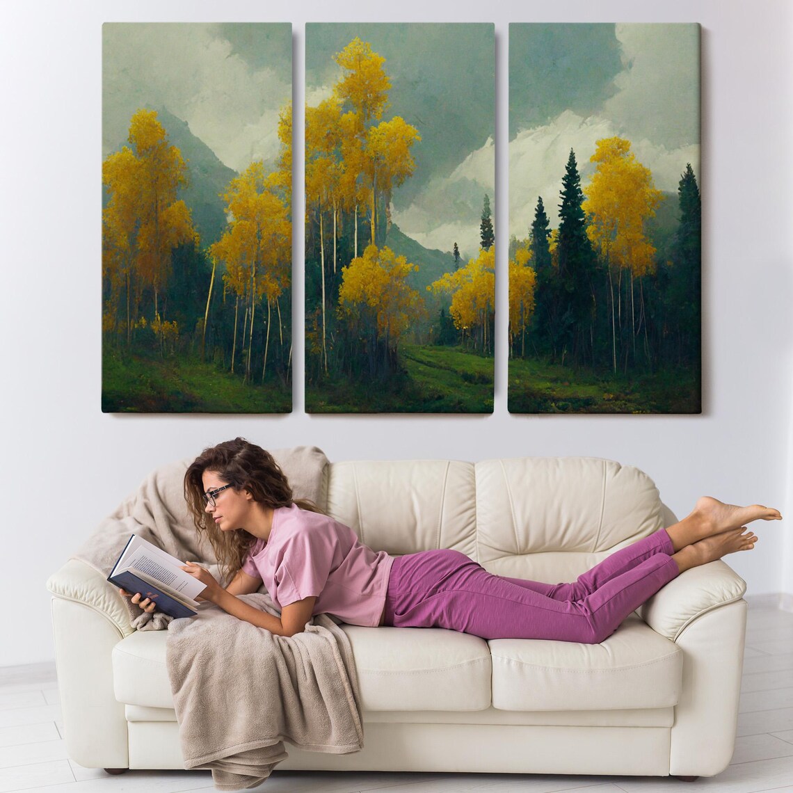 Forest Landscape On The Slope Landscape Wall Table Nature Art Nature Wall Decor Nature Decor - Image 3