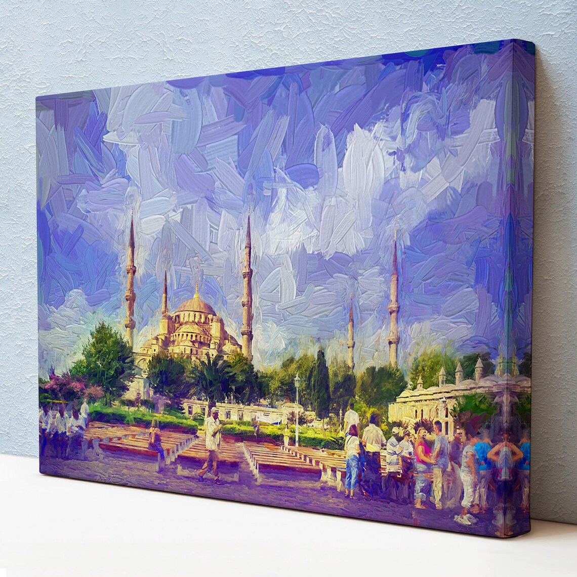 Istanbul Sultan Ahmed Blue Mosque Lavender Sky Oil Painting Poster