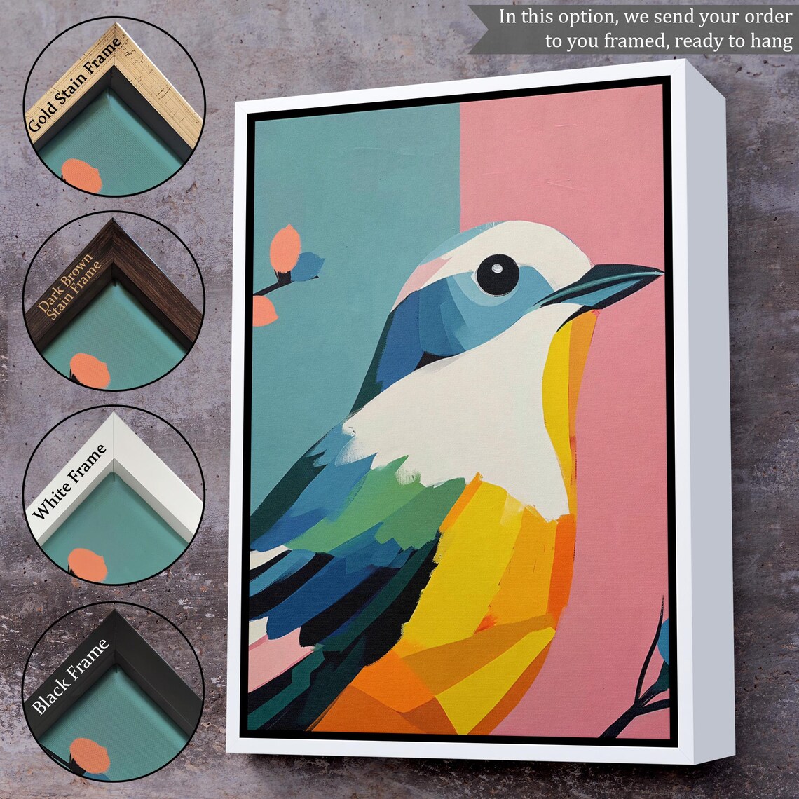 Colorful Abstract Songbird Modern Stylized Bird Portrait Art Poster - Image 3