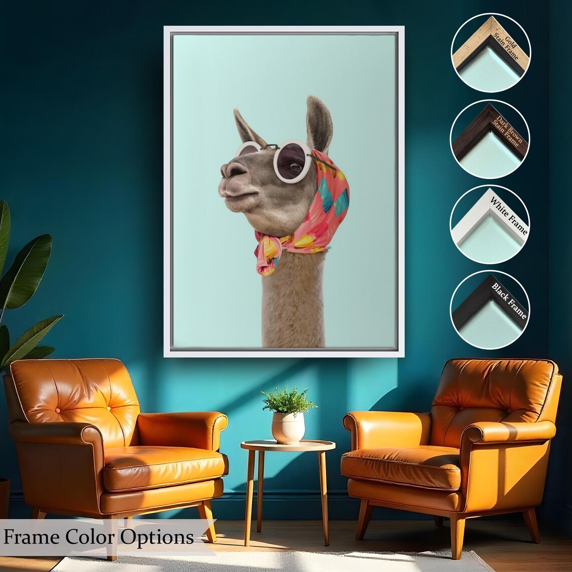 Stylish Llama With Sunglasses And Headscarf Fun Animal Wall Art - Image 2