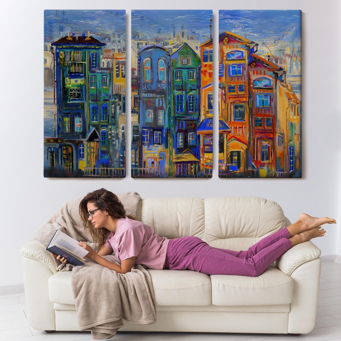 Colorful Dutch Old Town Houses Vibrant Waterfront Canal Street Poster - Image 3