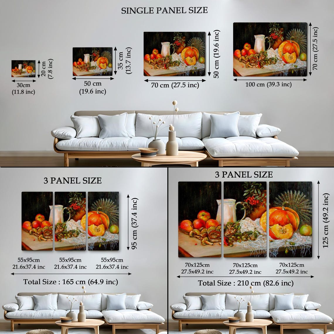 Autumn Still Life Pumpkin Apples Mushrooms Berries Rustic Wall Art - Image 4