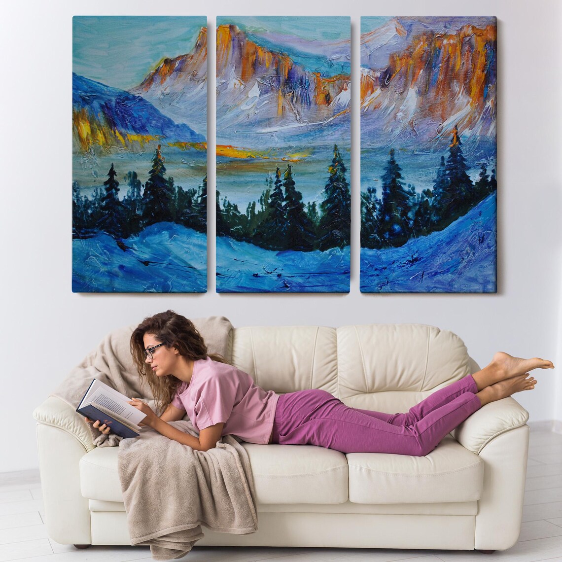 Mountain Forest Landscape Wall Painting Nature Art Nature Decor Nature Print Landscape Wall Table - Image 3