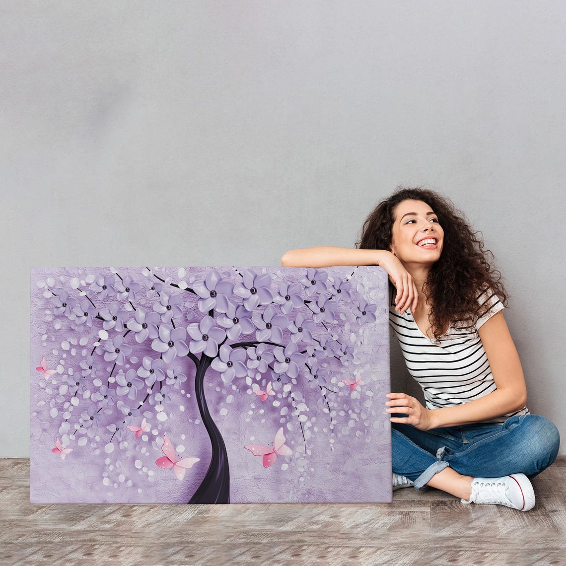 Lilac Blossom Tree Butterflies Lavender Floral Wall Art Poster - Image 4