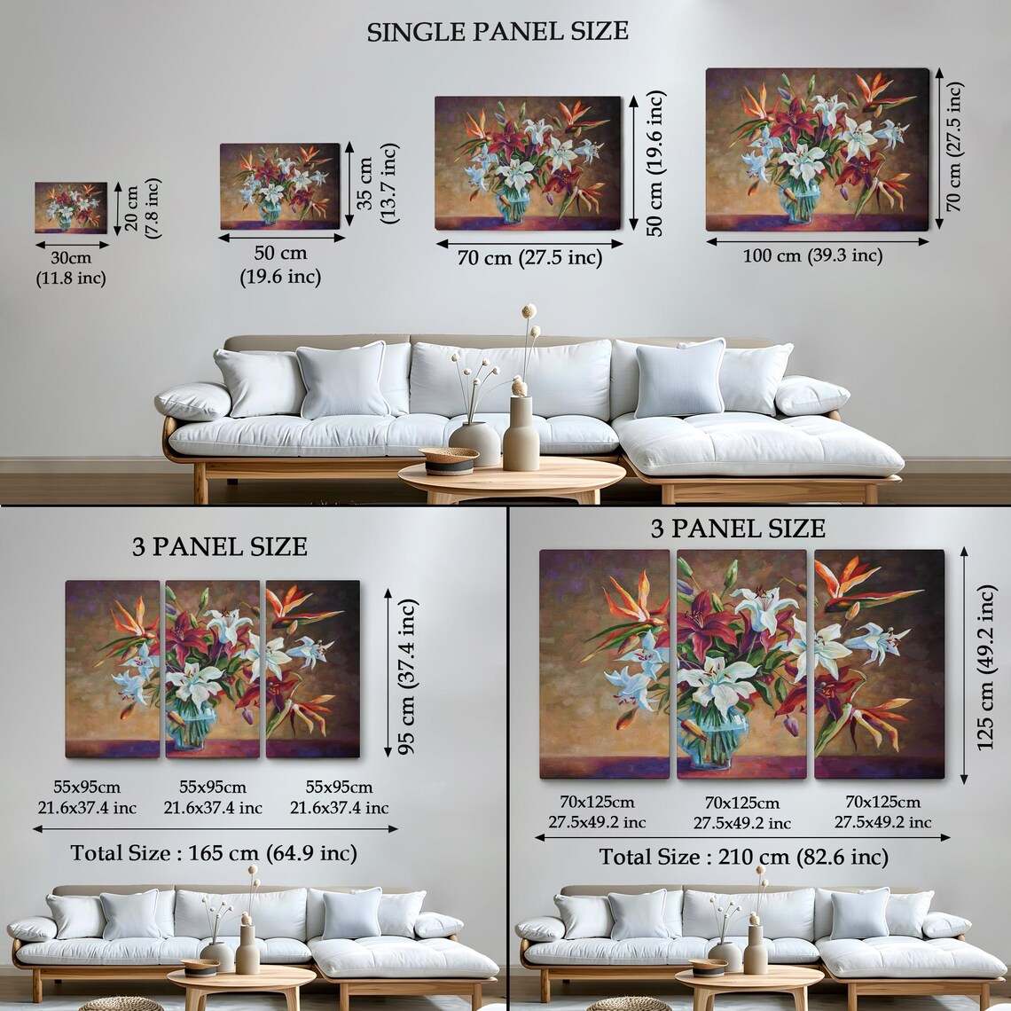 White and Red Lilies Bouquet Glass Vase Still Life Flower Art Poster - Image 4
