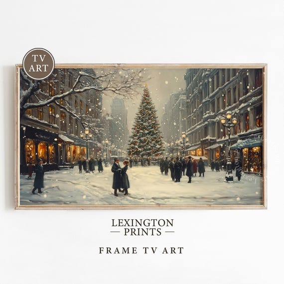 Victorian Christmas Tree Tv Art Christmas Frame Tv Art Vintage City Tv Art Winter Tv Art Moody Seasonal Decor Holiday Tv Art Party 803