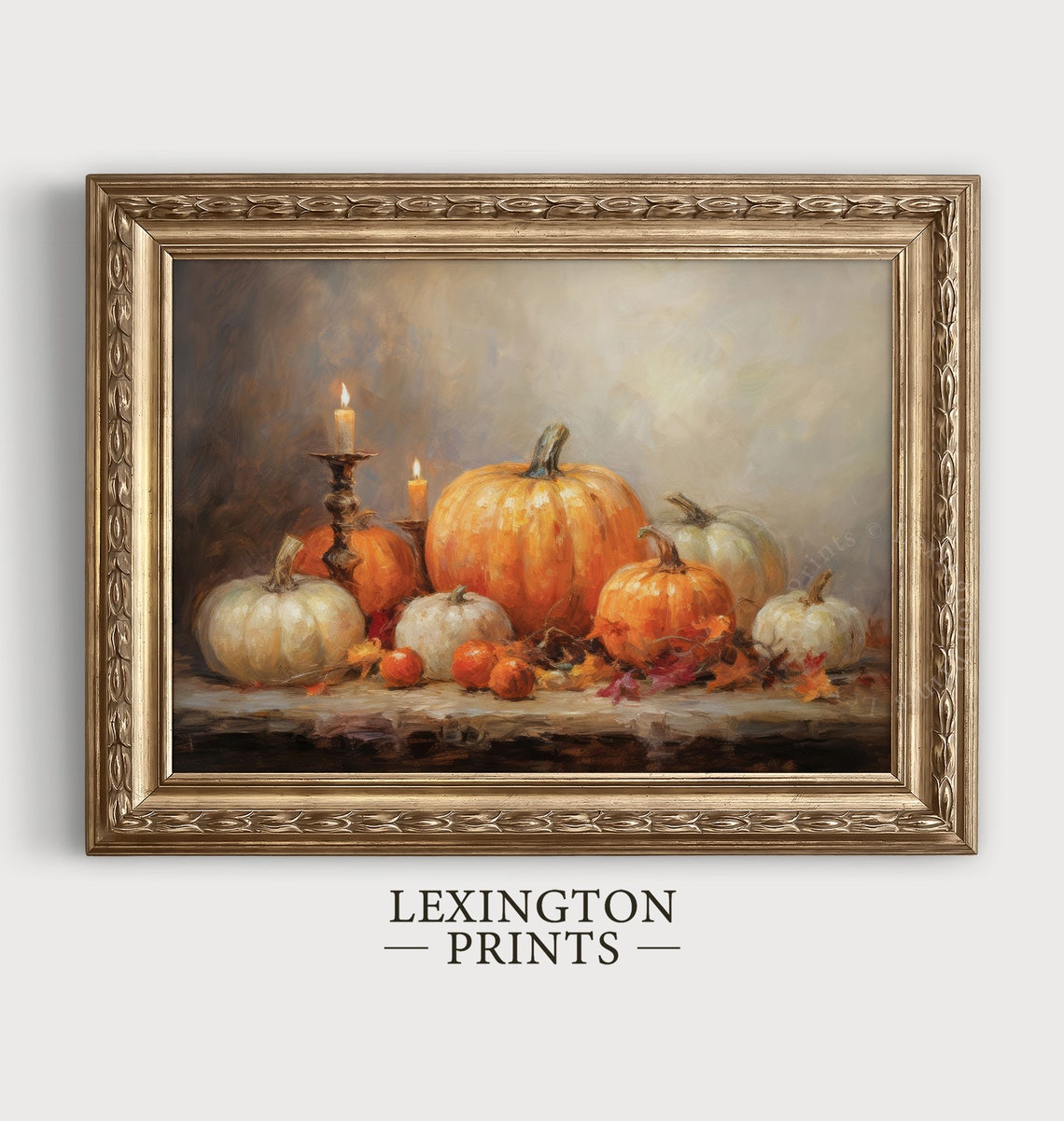 Pumpkin Still Life with Candles Warm Fall Harvest Decor Poster - Image 5