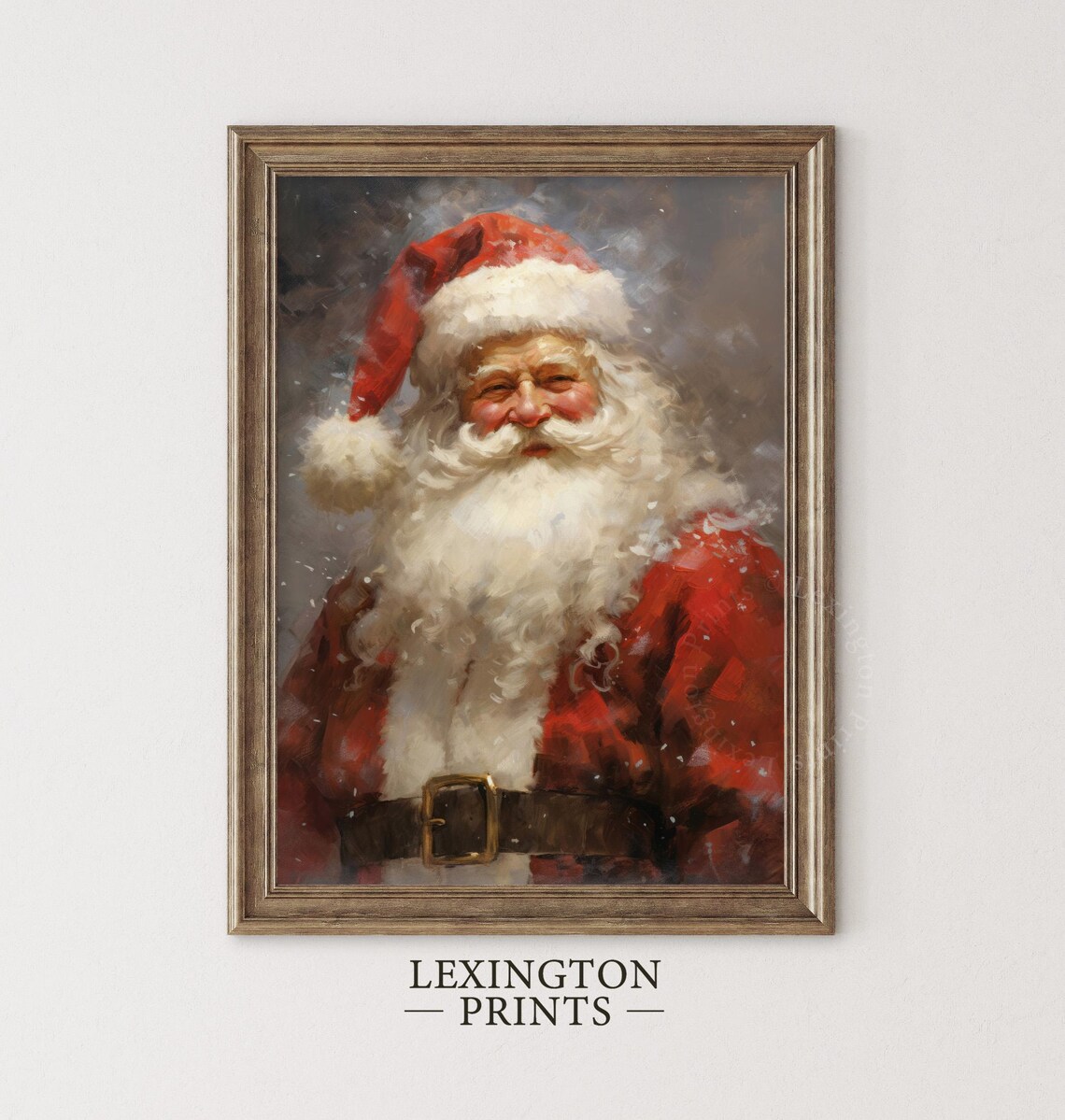 Smiling Santa Claus Portrait in Red Suit Vintage Christmas Art Print - Image 5