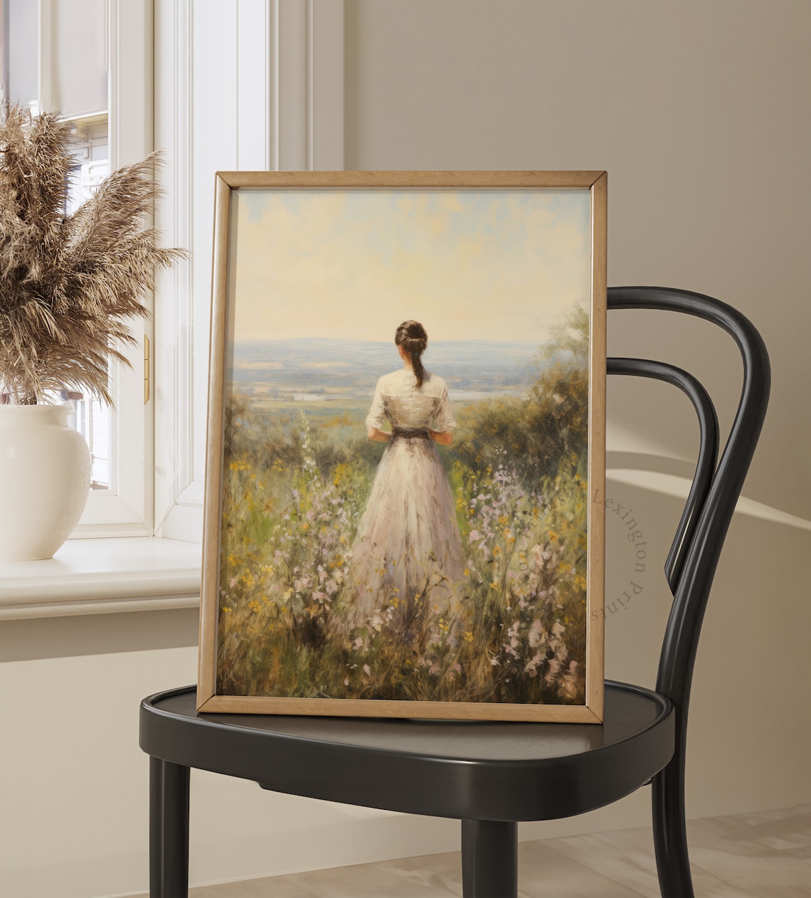 Vintage Woman in Wildflower Field Dreamy Landscape Romantic Poster - Image 7