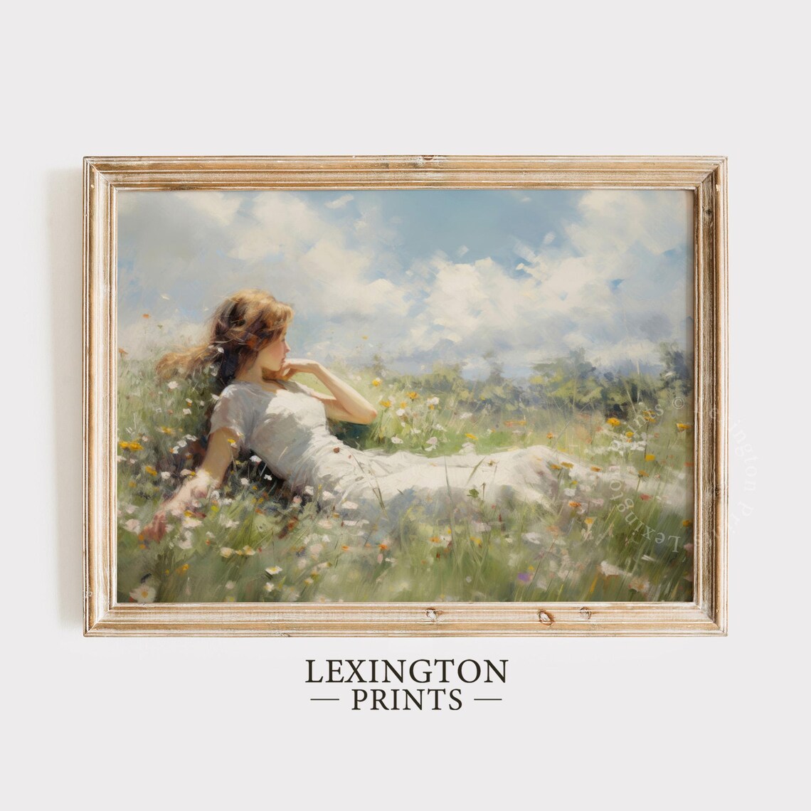 Woman Reclining Wildflower Meadow Summer Daydream Painting Poster