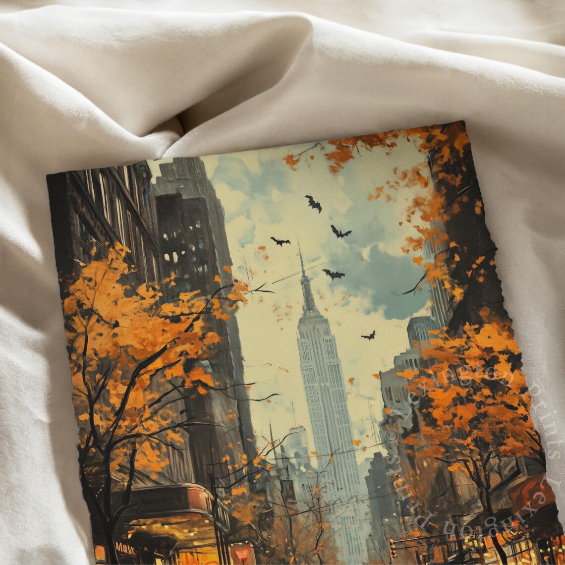 Spooky New York City Halloween Empire State Building Autumn Wall Art - Image 5