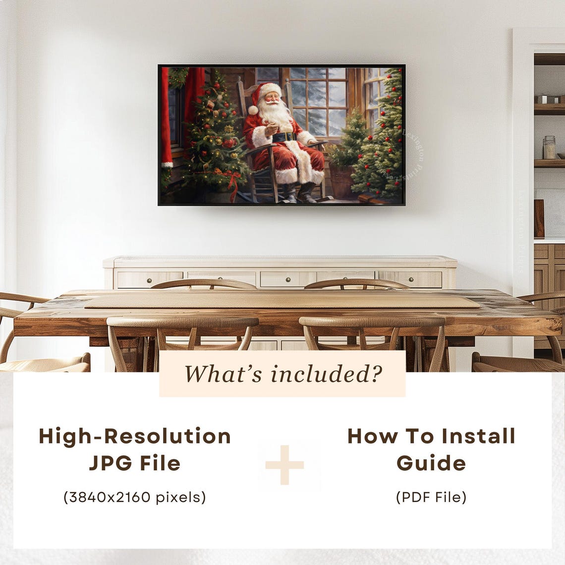 Santa Rocking Chair Christmas Frame Tv Art Christmas Santa Christmas Wall Art Winter Cottagecore Art Vintage Christmas Decor Santa Print 445 - Image 5