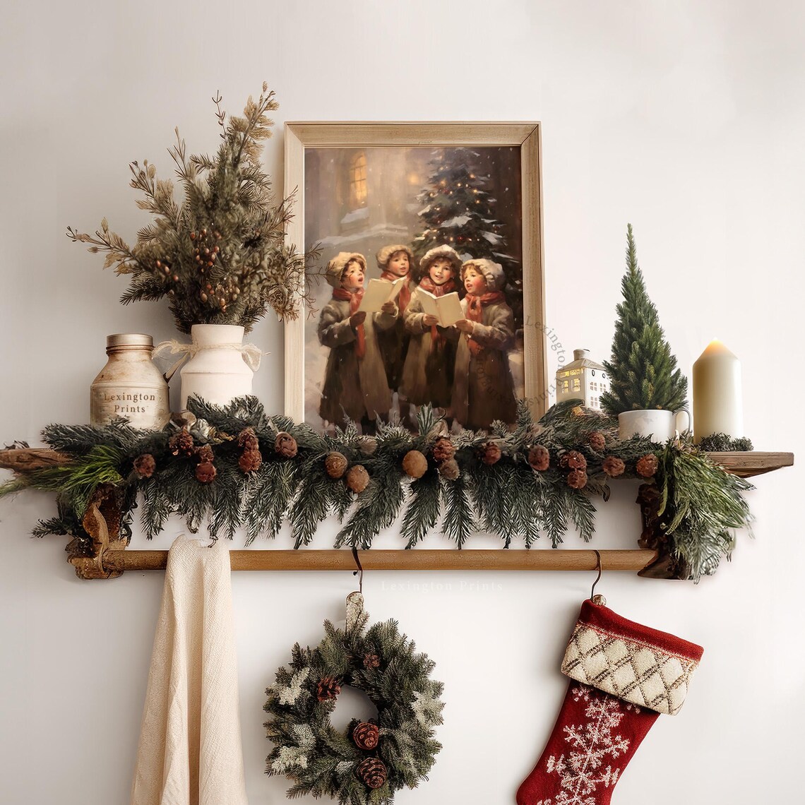 Children Caroling in Snow Night Vintage Christmas Choir Scene Poster - Image 6