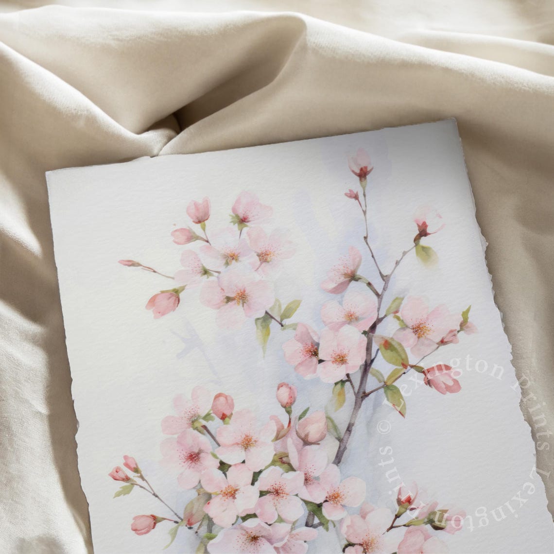 Pink Cherry Blossom Branches Delicate Spring Watercolor Wall Art - Image 6