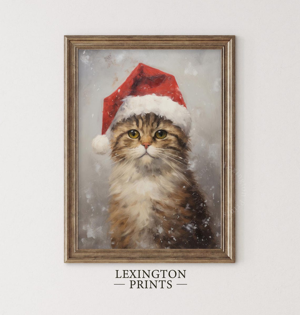 Rustic Christmas Wall Art Cat Christmas Cat Painting Vintage Christmas Decor Winter Art Pet Oil Painting Cat Portrait Holiday 225 - Image 2