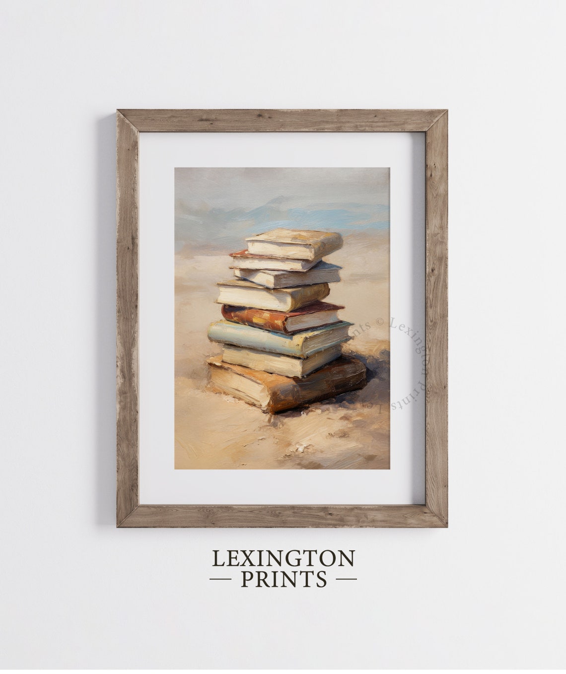 Stack of Books on a Sandy Beach Bookish Summer Painting Poster - Image 2