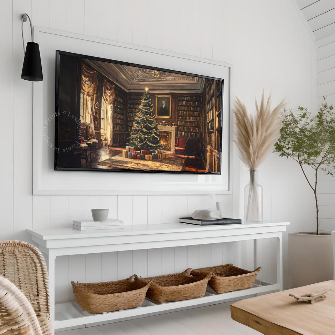 Victorian Christmas Tree Tv Art Christmas Frame Tv Art Vintage Living Room Tv Art Moody Christmas Holiday Decor Winter Tv Art Dark 928 - Image 3