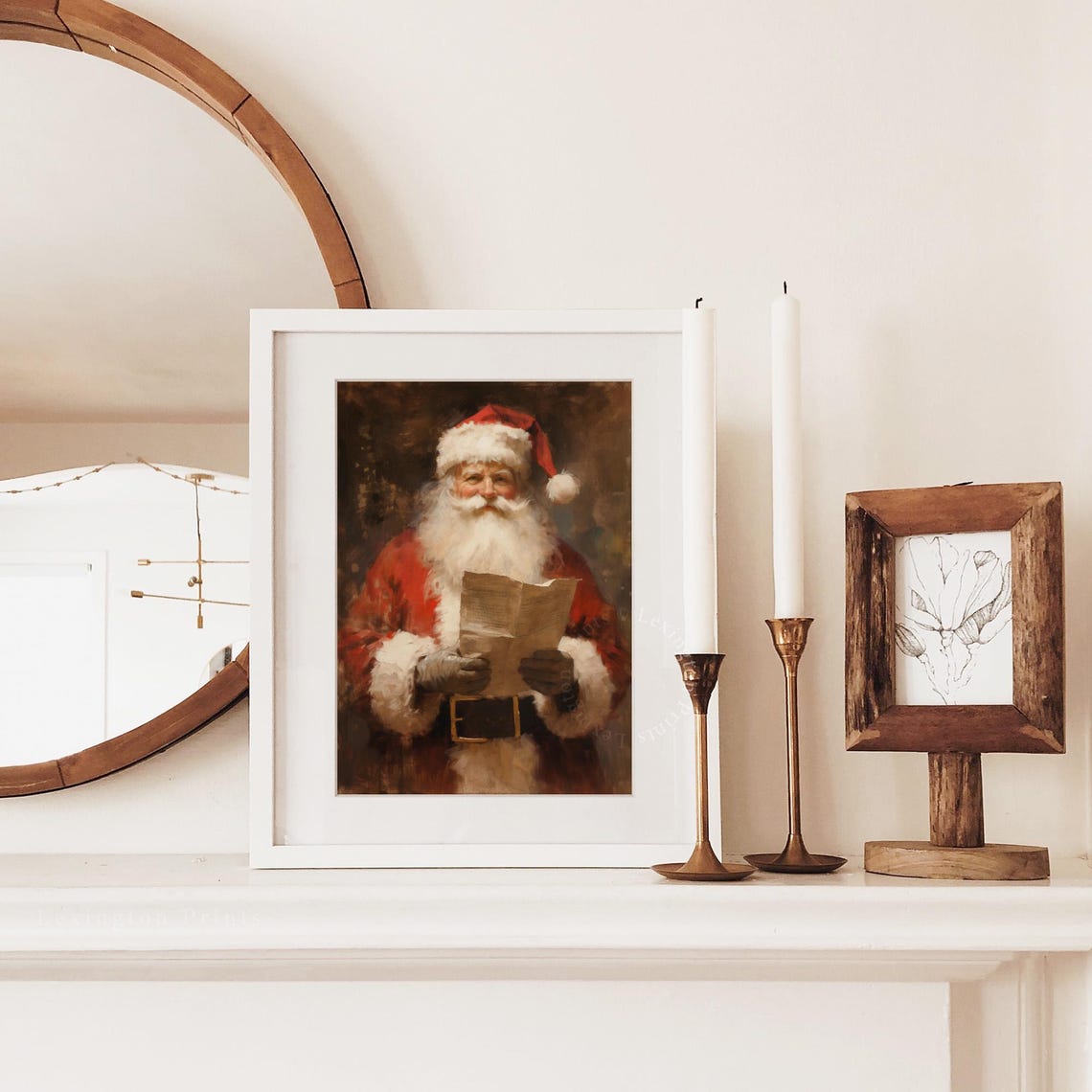 Vintage Christmas Wall Art Christmas Santa List Christmas Oil Painting Holiday Winter Print Santa Christmas Print Art Academia 405 - Image 3