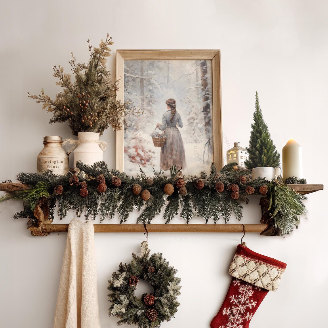 Braided Girl Carrying Basket Of Berries In Snowy Forest Winter Poster - Image 6