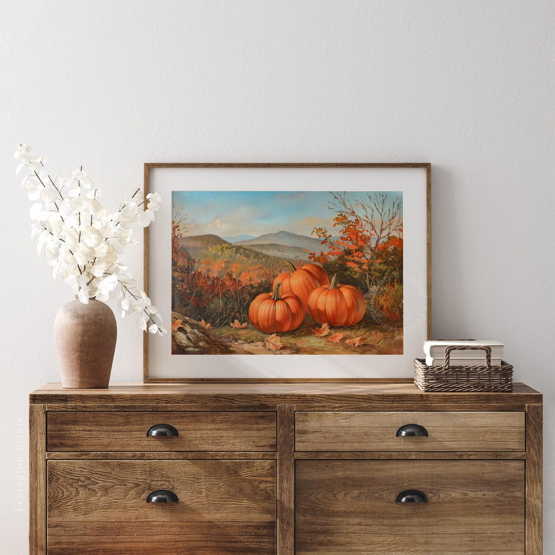Pumpkin Field Fall Wall Art Vintage Fall Home Decor Pumpkin Print Fall Print Autumn Decor Moody Landscape Painting Cottage 778 - Image 5