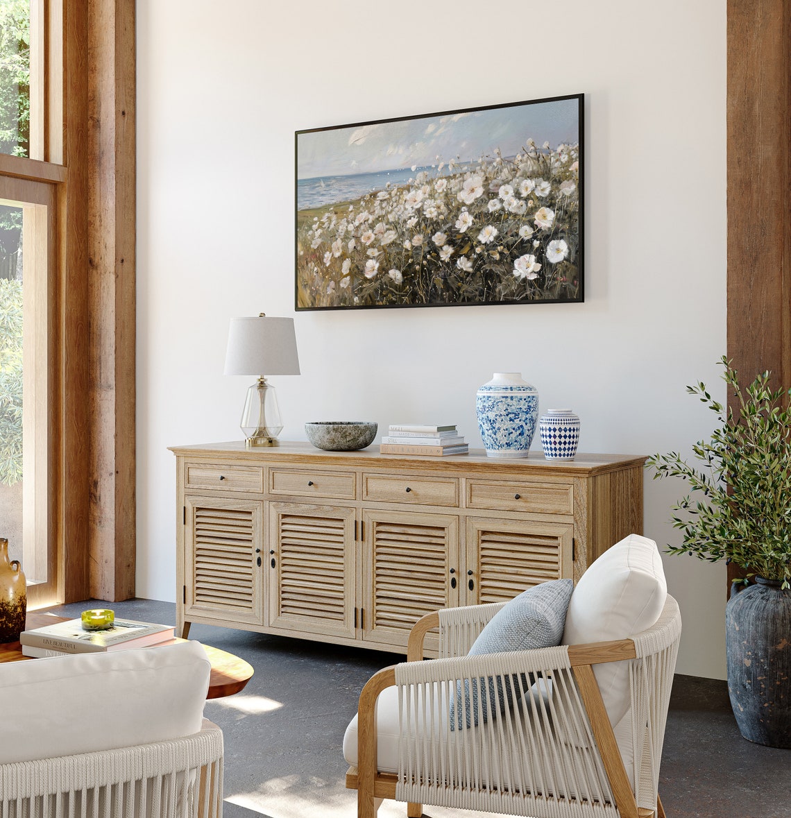 Moody Wildflower Tv Art Coastal Tv Art Spring Tv Art Wildflower Art Frame Tv Art Landscape Tv Art Floral Art Summer Tv Art 712 - Image 2