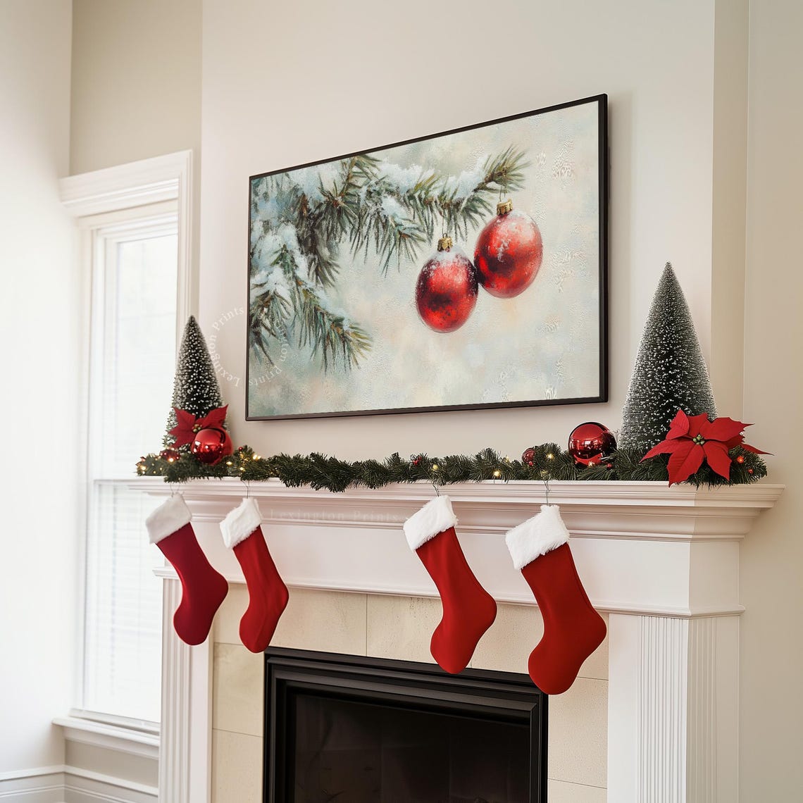 Vintage Christmas Ornaments Tv Art Christmas Frame Tv Art Winter Tv Art Farmhouse Christmas Tv Art Holiday Wall Art Rustic Home Decor 972 - Image 4