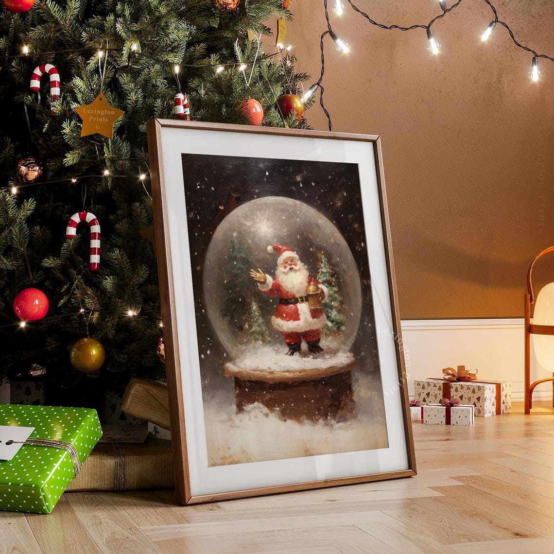 Santa Christmas Wall Art Santa Snowglobe Christmas Oil Painting Christmas Santa Art Cottagecore Vintage Christmas Print Winter Art Cute 295 - Image 7
