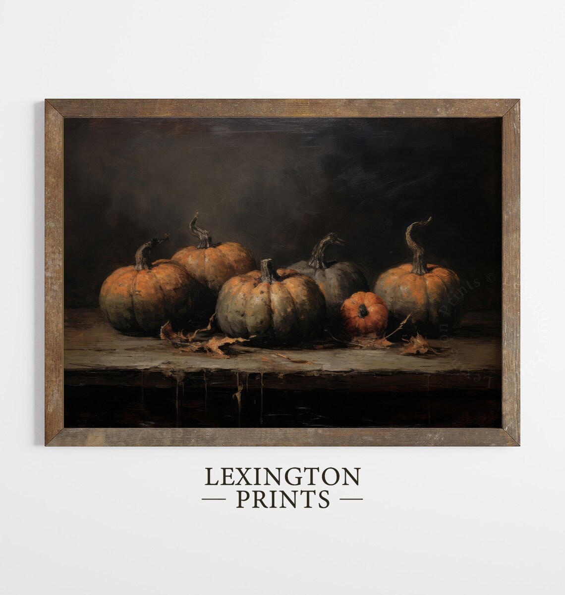 Moody Dark Pumpkin Still Life Rustic Autumn Farmhouse Poster - Image 7