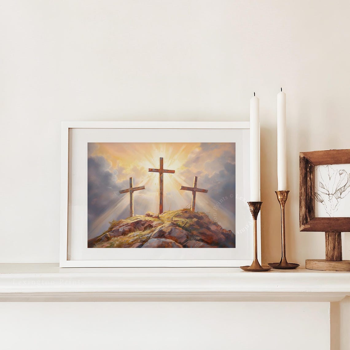 Three Crosses Calvary Sunrise Christian Easter Painting Art Poster - Image 5