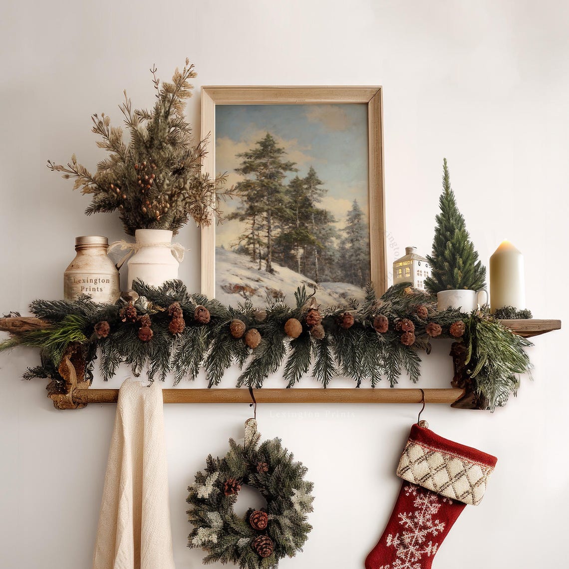 Vintage Winter Landscape Painting Vintage Christmas Wall Art Forest Wall Art Christmas Decor Moody Wall Art Nature Wall Art Seasonal Art 232 - Image 6