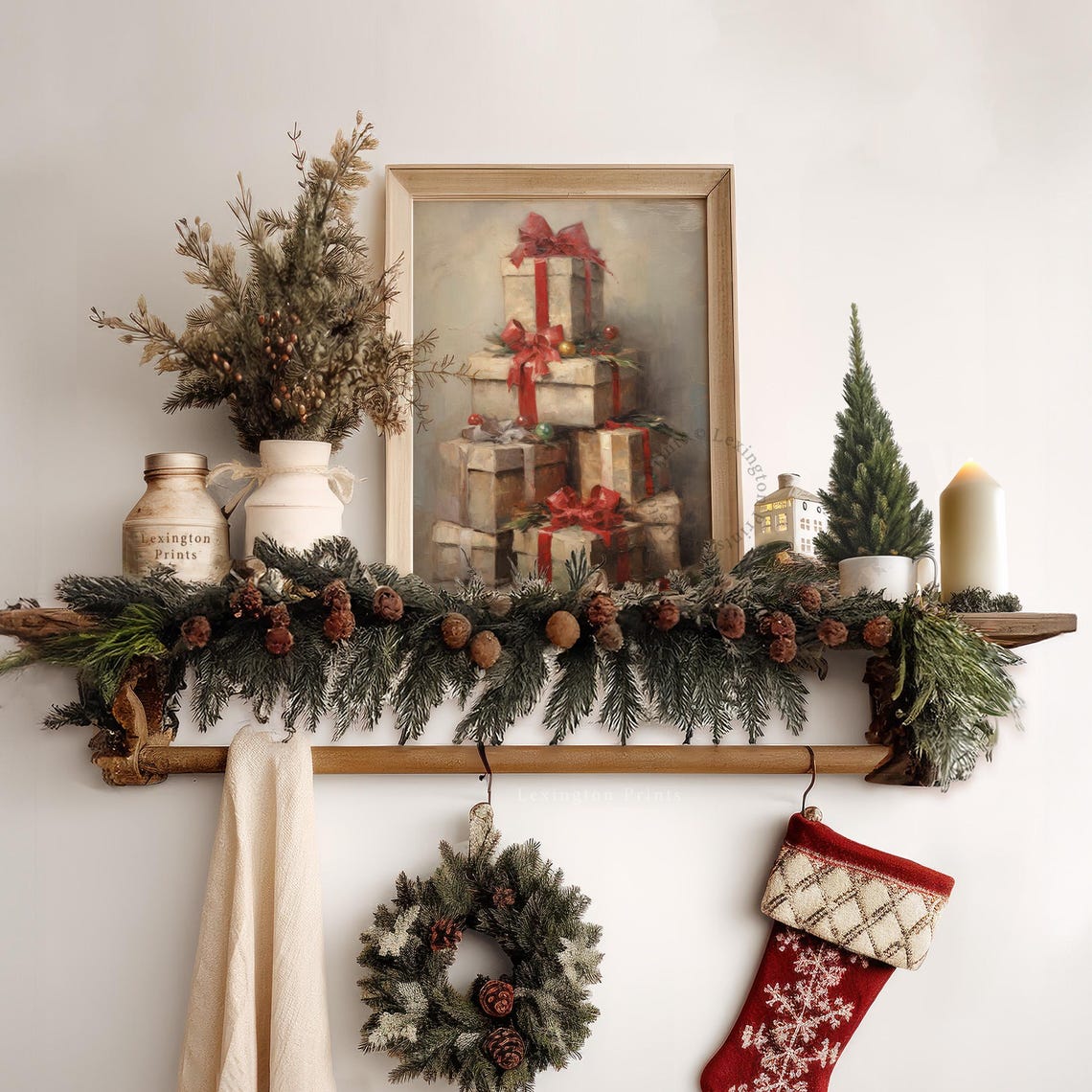 Stacked Christmas Gift Boxes with Red Bows Holiday Decor Poster - Image 6