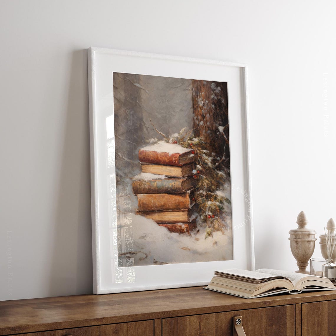 Snowy Christmas Wall Art Book Art Winter Vintage Christmas Print Winter Print Oil Painting Dark Academia Decor Holiday 354 - Image 7