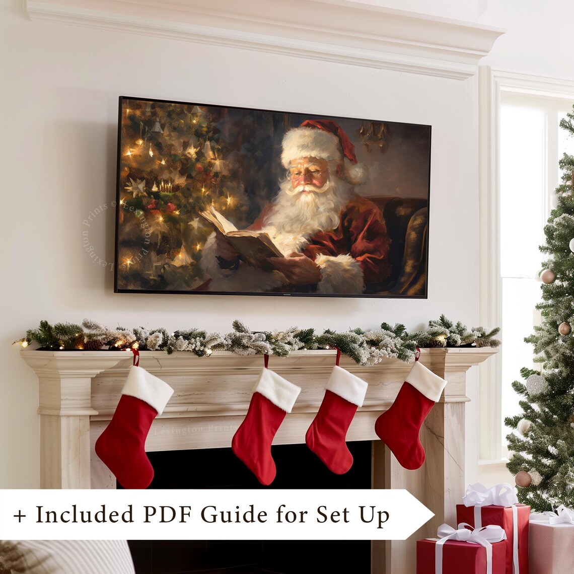 Santa Reading Book Christmas Eve Frame TV Art Cozy Art Poster - Image 8