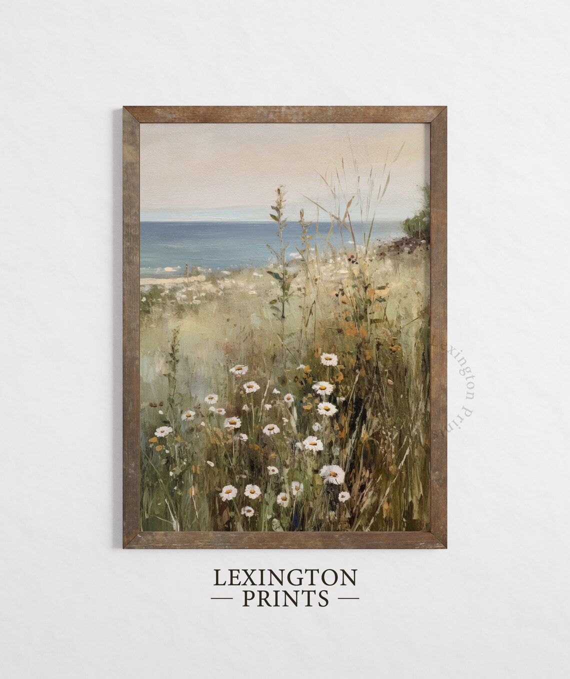 Coastal Daisy Meadow by the Sea Summer Breeze Wildflower Poster - Image 2