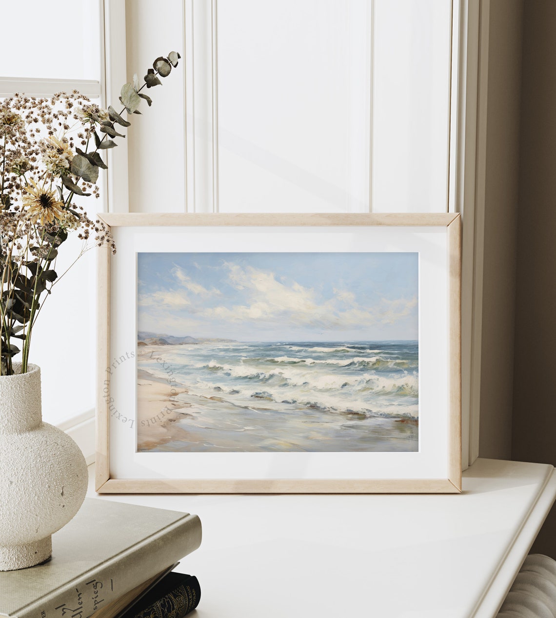 Ocean Waves Crashing on Sandy Beach Soft Coastal Seascape Poster - Image 4