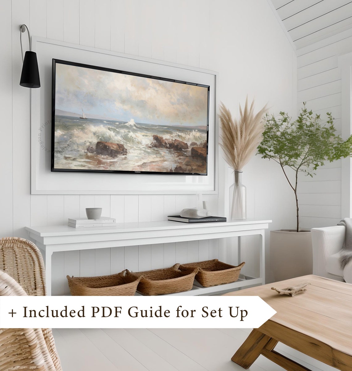 Dark Ocean Waves Tv Art Coastal Tv Art Frame Tv Art Ocean Tv Art Beach Art Coastal Tv Art Vintage Coastal Wall Art Moody Art 691 - Image 8