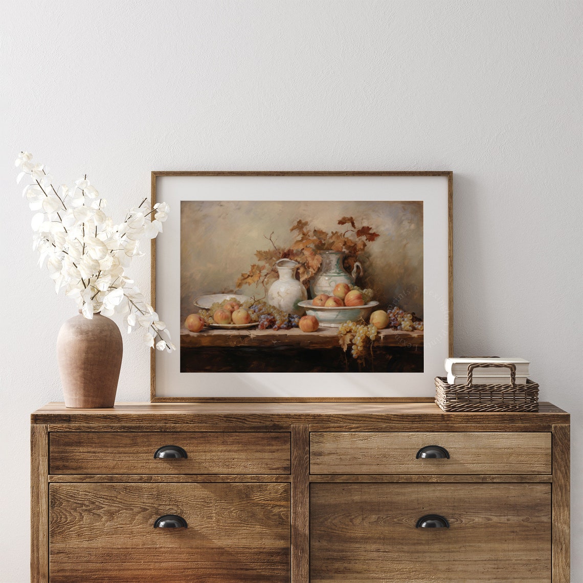 Classic Fruit Still Life Grapes and Peaches Ceramic Jugs Poster - Image 7