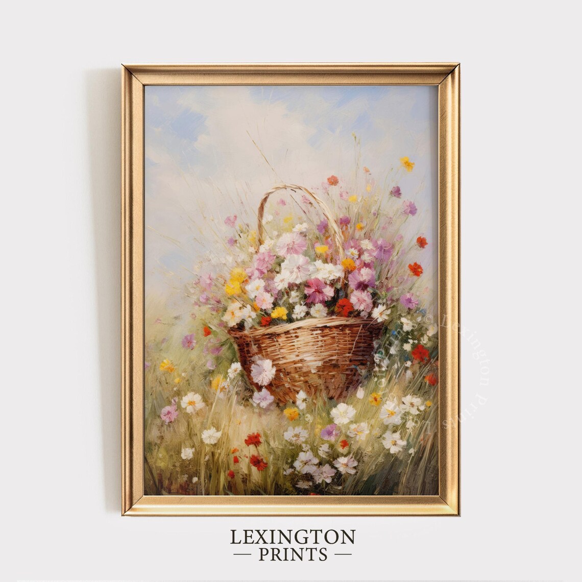 Wildflower Basket Meadow Bouquet Vintage Floral Oil Painting Poster - Image 5