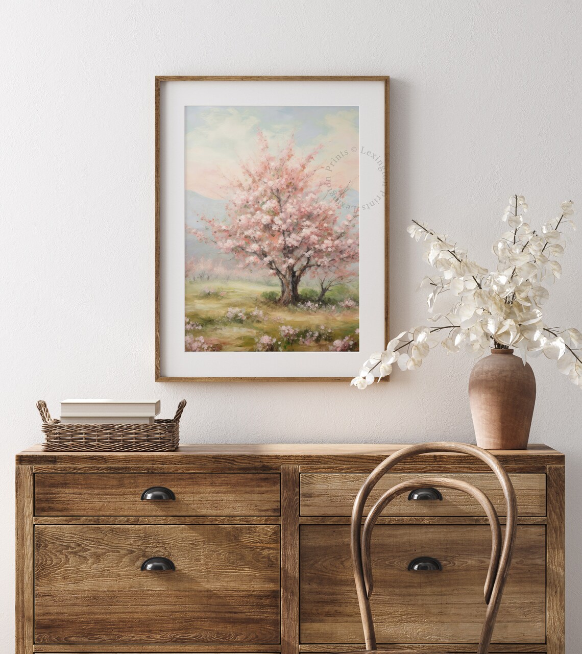 Spring Cherry Blossom Tree Vintage Floral Meadow Painting Poster - Image 4