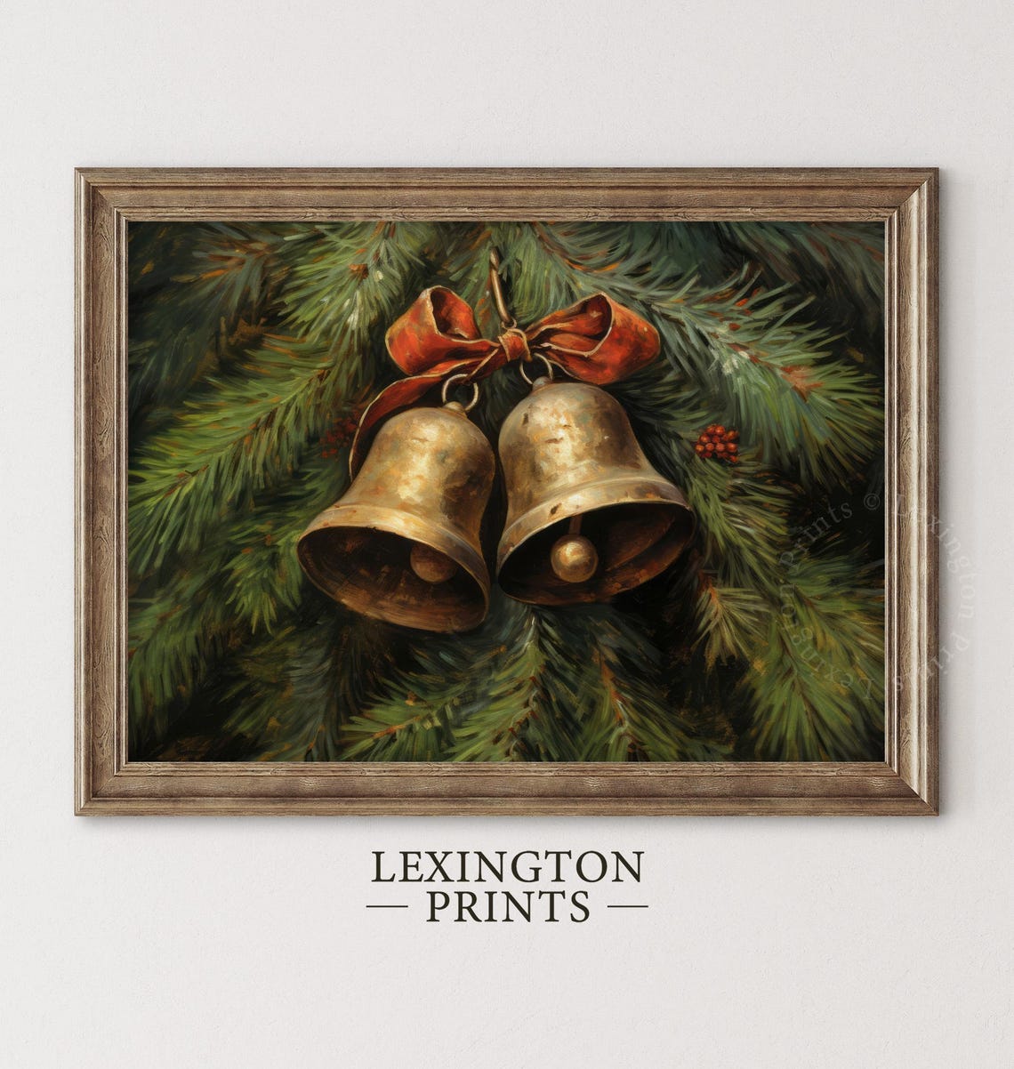 Christmas Jingle Bells Christmas Wall Art Brass Bells Vintage Christmas Print Winter Print Christmas Oil Painting Holiday Art 300 - Image 6