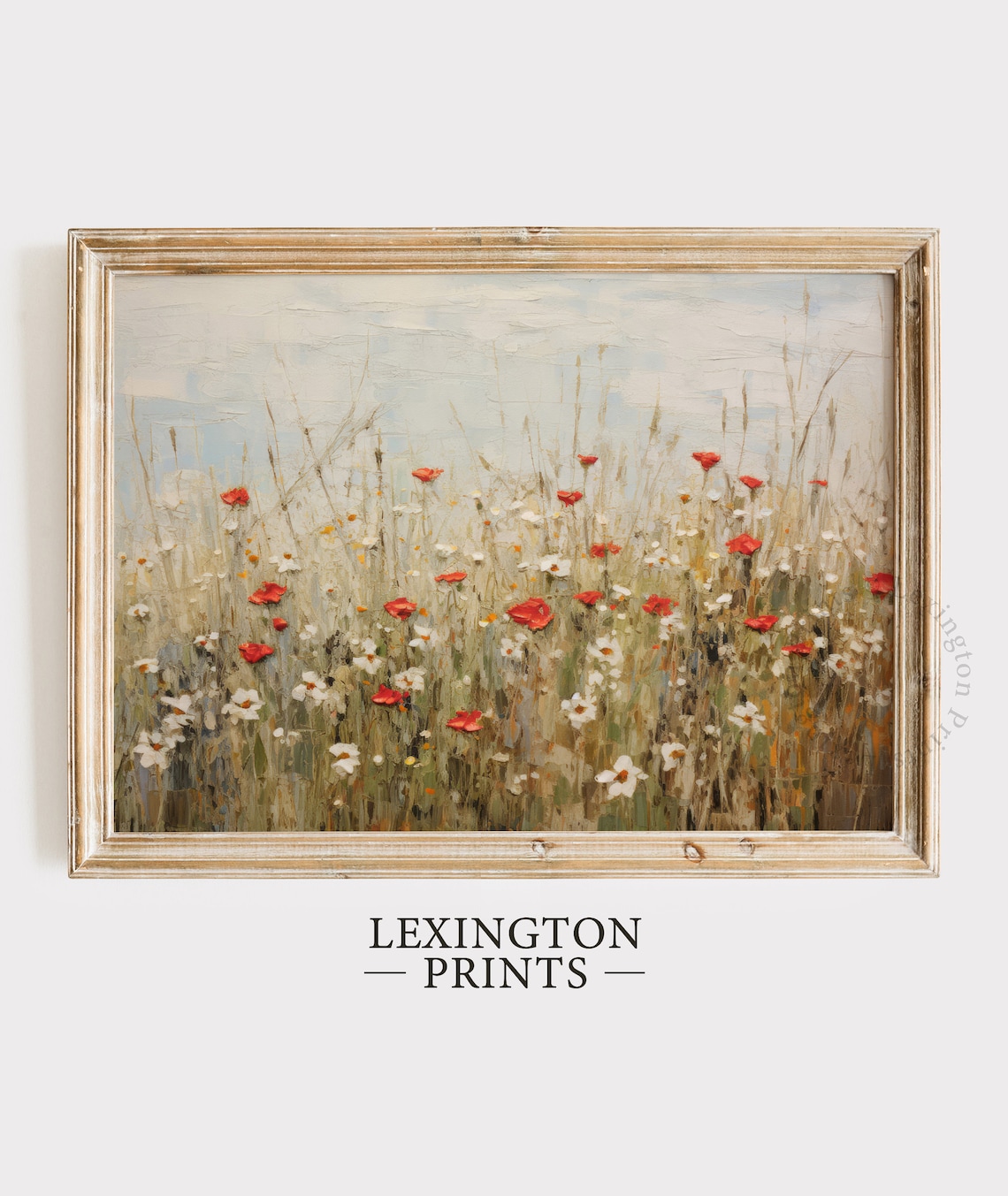 Red Poppies and White Daisies in Soft Wildflower Meadow Poster