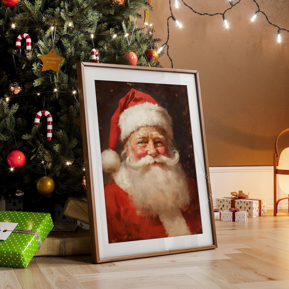 Classic Santa Claus Portrait Vintage Christmas Oil Painting Poster - Image 7