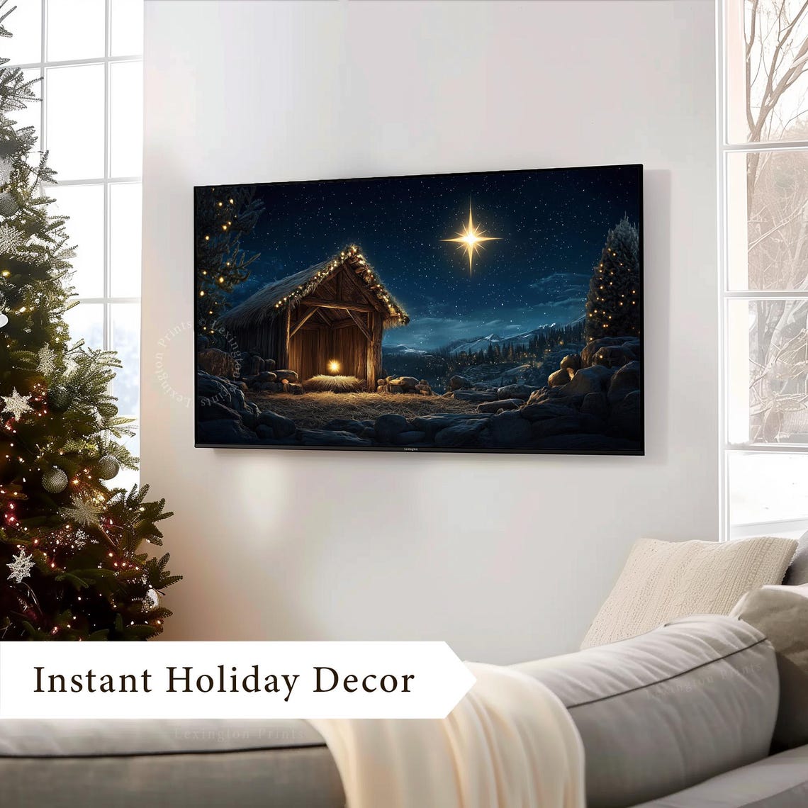 Nativity Star Manger Night Sky Christmas Starry Night Glow Poster - Image 4