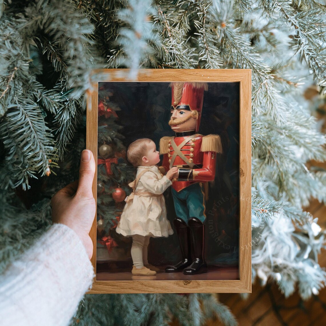 Toddler Girl with a Nutcracker Christmas Vintage Painting Poster - Image 8