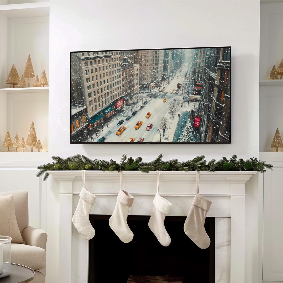Winter New York City Christmas Frame Tv Art Vintage City Tv Art Winter Tv Art Christmas Tv Art Seasonal Decor Holiday Tv Art Street Art 816 - Image 4