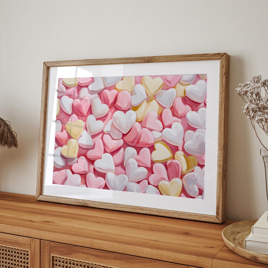 Pastel Candy Hearts Valentines Day Love Pattern Nursery Wall Art - Image 8