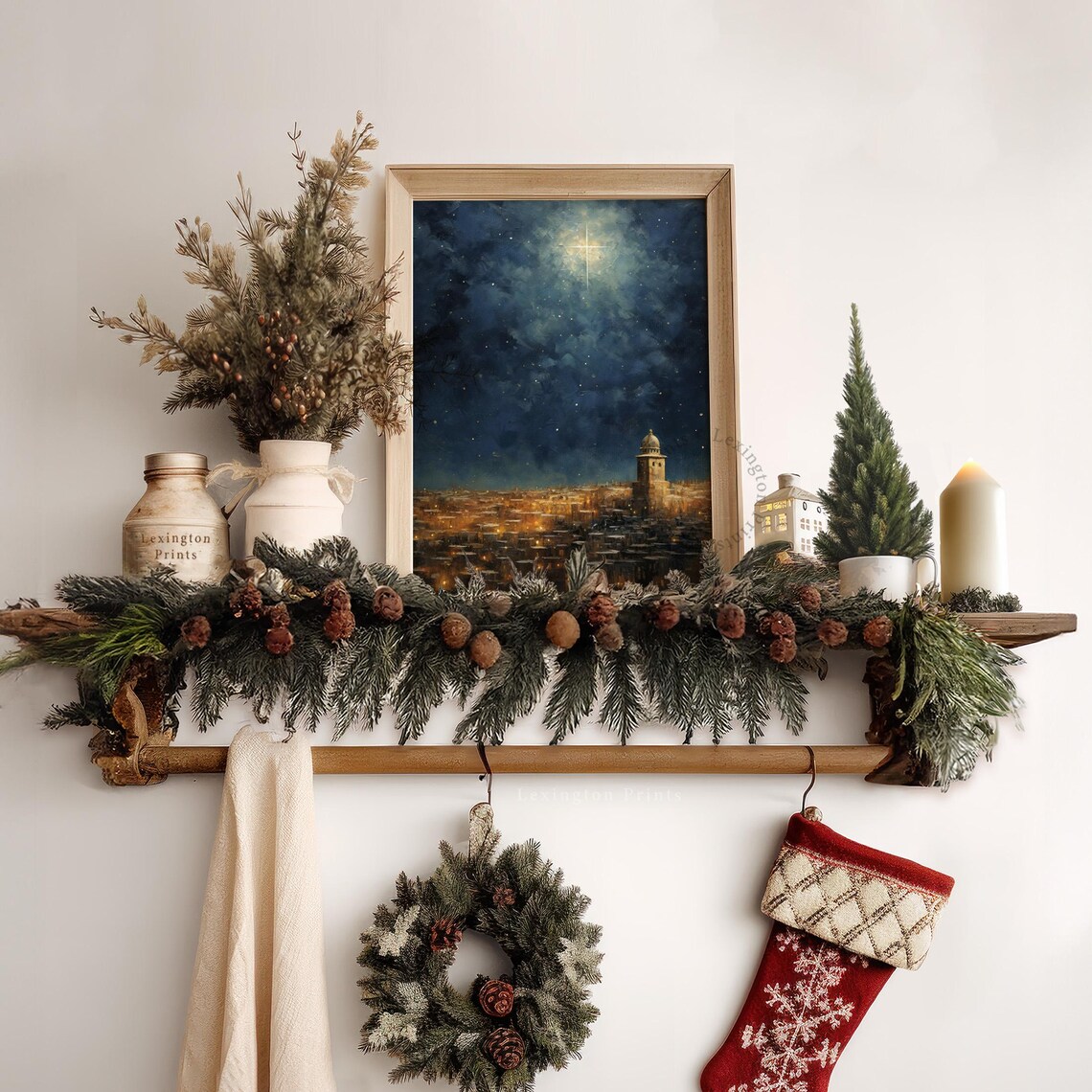 Star of Bethlehem Night Sky Christmas Christian Oil Painting Poster - Image 8