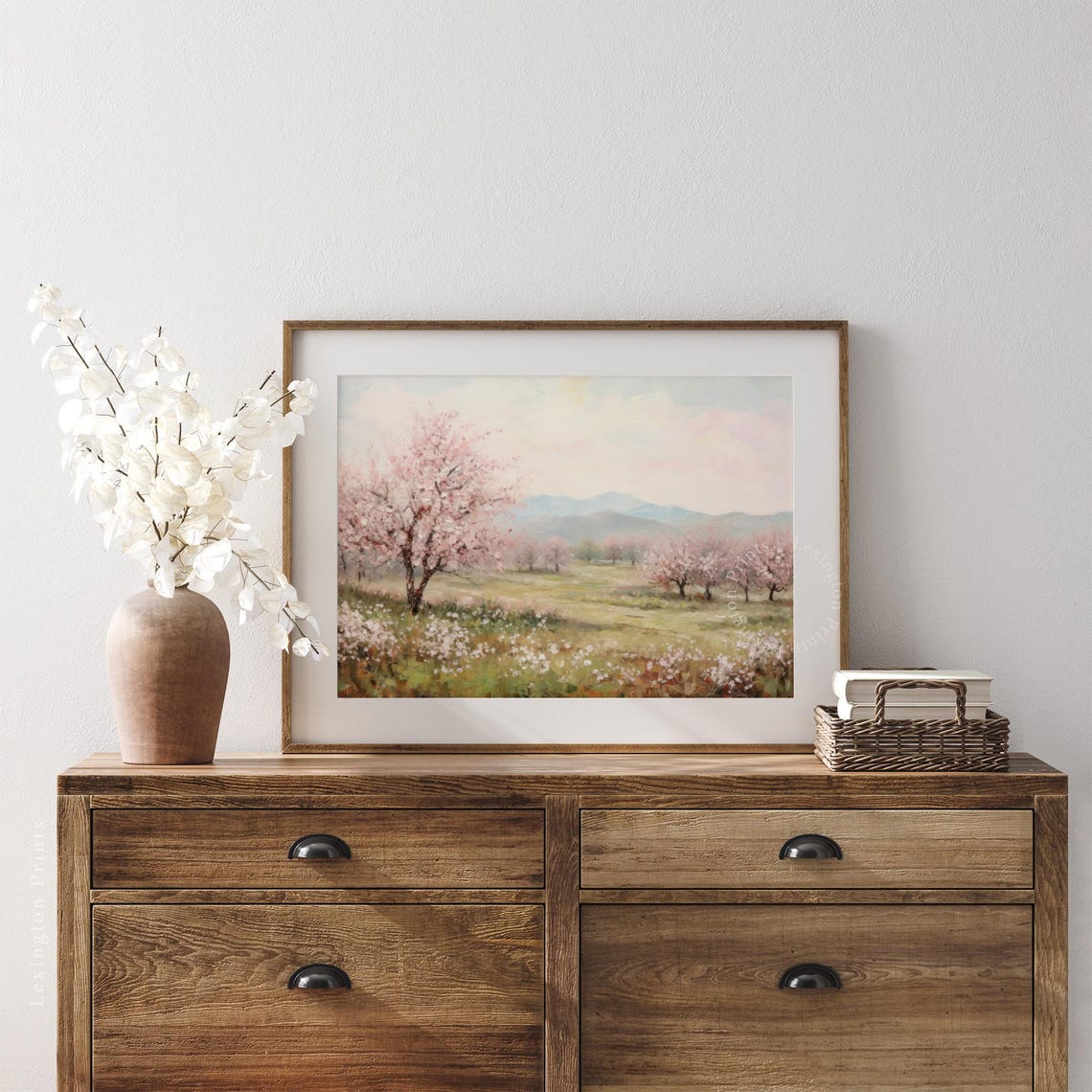 Cherry Blossom Orchard Spring Meadow Landscape Painting Poster - Image 2
