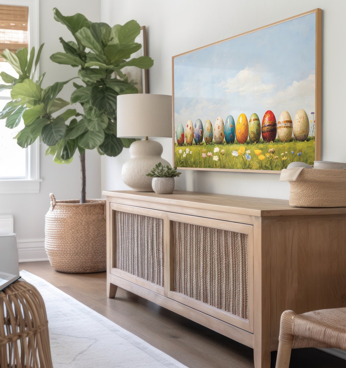 Painted Easter Eggs in Wildflower Meadow Spring Scene Poster - Image 7
